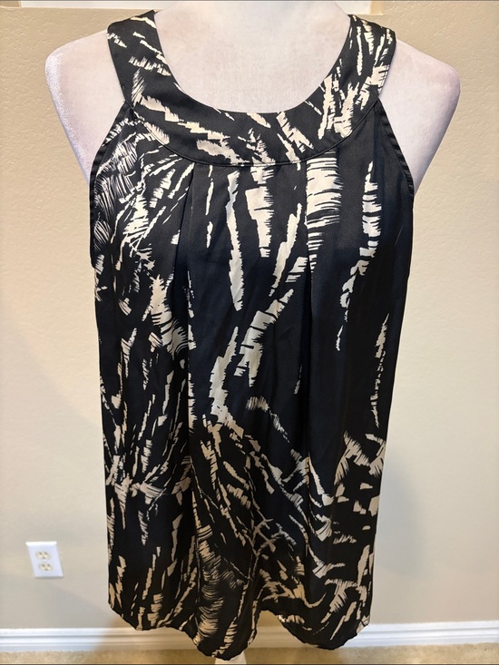 a.n.a Tops - a.n.a Black and Cream Abstract Halter Camisole with Tie Back-Size M